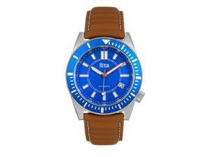 Reign Francis Leather-Band Watch W/Date - Brown/Blue