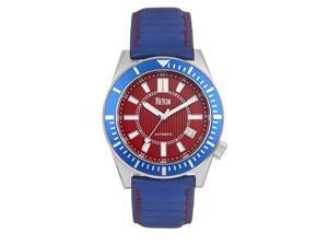 Reign Francis Leather-Band Watch W/Date - Blue/Red