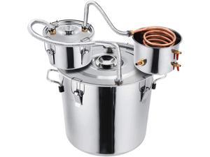 Begonia.K 5 Gallon Alcohol Still Water Alcohol Distiller, 20 Liters DIY Whiskey Still Stainless Steel Spirits Boiler with Copper Tube, Home Brew Wine Making Kit with Thumper Keg