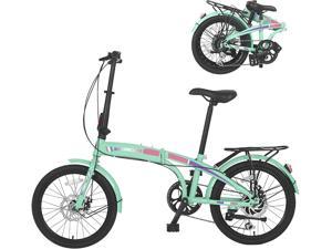 Begonia.K Folding Bikes 7 Speed 20 Inch, Portable Folding Bicycles Lightweight Disc Brakes Foldable Bike for Adults, Women, Men