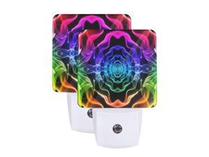 Gesture of Infinite Amplification in Color Plug-in LED Night Light with Auto Sensor Dusk to Dawn Flat Nightlight Indoor Home Decor 2 Pack
