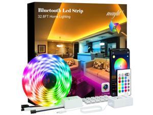 mayli Led Strip Lights,32.8ft Bluetooth APP Controller RGB LED Light Strip, 5050 LEDs Music Sync Color Changing LED Strip Lights Kit with Remote and 12V Power Supply for Bedroom, Room, Home Decoration