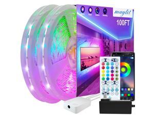 100ft LED Strip Lights, Maylit Ultra Long Music Sync Timing LED Lights for Bedroom, Kitchen, Bar, Ceiling, Dorm Room Decor with APP and Remote Control, RGB Color Changing LED Light Strips