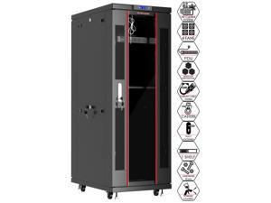 32U Free Standing Server Rack Cabinet Fits Most of Servers ACCESSORIES FREE Thermo Control System, 4 Fan Cooling, LCD SCREEN, Shelf, 8-Way PDU,  Fully Lockable 39" Deep Network IT Server Rack