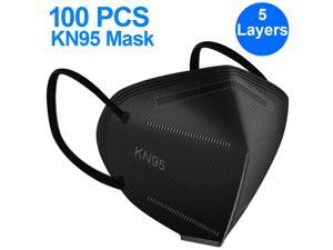 KN95 Face Mask 100 PCS, 5 Layer with Elastic Ear Loop Mask Protection, Breathable Masks Work Mask (Black)