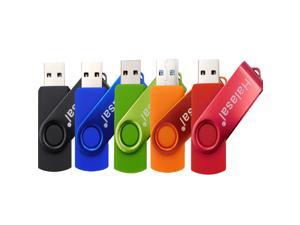 5 Pack 64GB Flash Drive, USB 2.0 Swivel Thumb Drives Bulk Memory Stick Jump Drive Pen Drive Zip Drive for Data Storage,Black/Blue/Orange/Green/Red(5*64gb)