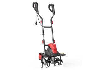 ECOMAX Corded Electric Tiller Cultivator 18 Inch 13.5 AMP, with 6 Steel Tines for Lawn & Garden Tiller, Digging & Soil Cultivation, ELG02