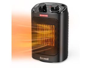 ECOWELL 1500W PTC Ceramic Space Heater, Safe and Quiet Heating, Tip-over Switch Protection, 60° Oscillating Desktop Space Heater for Bedroom, Office, Indoor Use, EHT110
