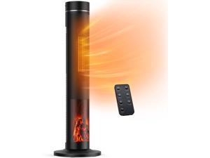 ECOWELL 33'' Tower Space Heater, 3D Flame Tower Fan Heater with Remote, 3 Modes, Timer, Tip-Over Protection, 60° Oscillating 1500W PTC Ceramic Heater, Electric Space Heater Indoor, EHT330