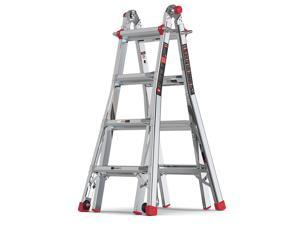 Stealth Telescoping Ladder, Aluminum Extension Ladder with 2 Flexible Wheels 17 FT Max, DURABLE Multifunction Step Ladder for Working Indoor/Outdoor, EM4X4L1