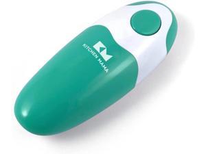 Kitchen Mama Electric Can Opener 2.0: Upgraded Blade Opens Any Can Shape, No Sharp Edge,Food-Safe,Handy with Lid Lift, Battery Operated Handheld Can Opener (Teal Green V2)