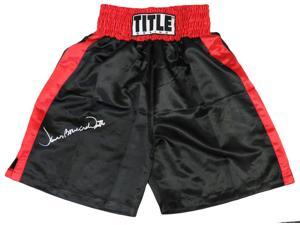 James Smith Signed Title Black With Red Trim Boxing Trunks w/Bonecrusher