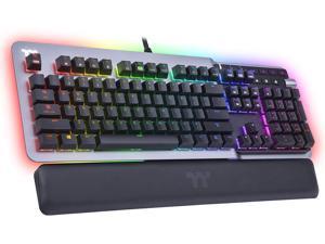 Thermaltake Argent K5 RGB Gaming Keyboard (Blue Switch), Aluminum and Streamlined Titanium Design, 16.8 Million RGB Color, Anti-ghosting, Magnetic Synthetic Leather Wrist Rest, GKB-KB5-BLSRUS-01