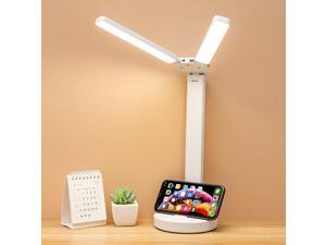 LED USB Desk Lamp Double-Head Lighting Eye Protection Dimmable Table Lamp For Reading Multi-Angle Foldable Night Lights