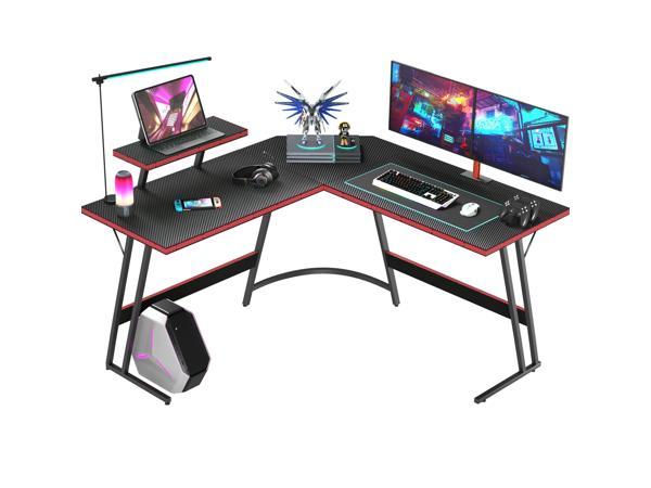 Gaming Desk with LED RGB Lights 47 Inch PC Computer Desk Y Shaped Gamer  Setup Accessories for Sons' Gift Game Table Gamer Handle Rack Cup Holder &  Headphone Hook Black and red