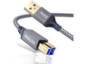 USB A to USB B 3.0 Cable (10FT), AkoaDa Durable Nylon Braided Type A to B Male Cable Compatible with Printers, Monitor, Docking Station, External Hard Drivers, Scanner, USB Hub and More Devices(Grey)