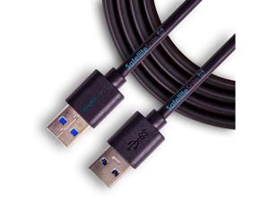 SatelliteSale Digital USB 3.0 Data Cable Male to Male Type A SuperSpeed (5Gbps) PVC Black Cord (15 feet)