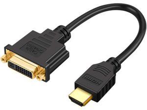 HDMI to DVI Short Cable 0.5ft CableCreation Bi-Directional DVI-I (24+5) Female to HDMI 4K Male Adapter 1080P DVI to HDMI Conveter Compatible with PC TV TV Box PS5 Blue-ray Xbox Switch