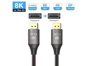 [4K@144Hz, 8K@60Hz] 8K DisplayPort to DisplayPort Cable (DisplayPort 1.4 Cable) with Braided, HBR3, 32.4Gbps, HDCP 2.2, DSC 1.2, HDR Support Compatible with Gaming Monitor - 6.6 Feet