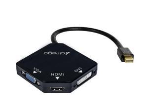 Cirago Mini Display Port DP to HDMI / DVI / VGA 3-in-1 1080p Video Cable Adapter Converter for PC, Laptop, Monitor DPM2HDMDVIVGA - Black
