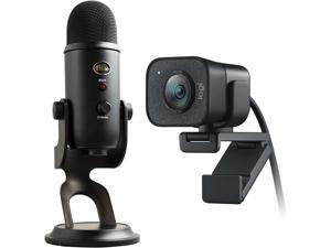Logitech StreamCam, 1080P HD 60fps Streaming Webcam with USB-C and Built-in Microphone, Graphite & Blue Yeti USB Mic for Recording & Streaming on PC and Mac, 3 Condenser Capsules  Blackout