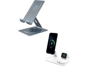 MOMAX iPad Stand for Desk 360Rotating iPad Swivel Stand for Writing Magnetic Wireless Charging Station 25W Fast Charging Station for iPhone 141312 Series AirPods Pro Apple Watch