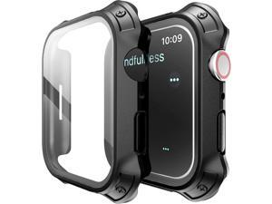 2 Pack Rugged Case for Apple Watch Series 87 45mm with 9H Tempered Glass Screen ProtectorScratchResistantTouch SensitiveShockproof Case for iWatch 87 Black