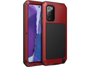 Galaxy Note 20 Case,Built-in Gorilla Glass Luxury Aluminum Alloy Protective Metal Extreme Shockproof Military Bumper Heavy Duty Cover Shell Case for Samsung Galaxy Note 20 6.7" (Red)