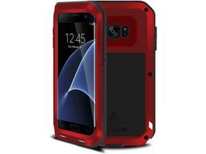 Galaxy S7 Edge Case,Mangix Armor Tank Aluminum Metal Shockproof Military Heavy Duty Protector Cover Hard Case for Samsung Galaxy S7 Edge (Red)