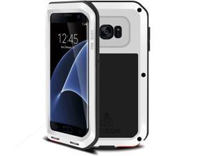 Galaxy S7 Edge Case,Mangix Armor Tank Aluminum Metal Shockproof Military Heavy Duty Protector Cover Hard Case for Samsung Galaxy S7 Edge (White)