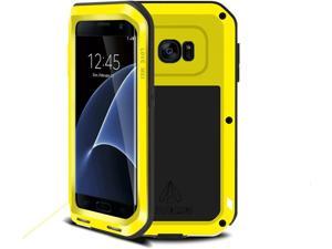 Galaxy S7 Edge Case,Mangix Armor Tank Aluminum Metal Shockproof Military Heavy Duty Protector Cover Hard Case for Samsung Galaxy S7 Edge (Yellow)