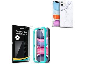 ESR Screen Protector Compatible for iPhone 11 iPhone XR 2 Pack Marble Case Compatible with iPhone 11