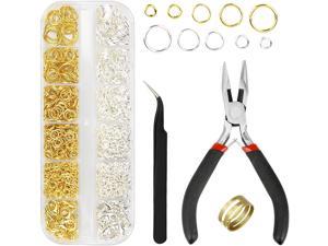 Kingsdun 1200Pcs Jump Rings for Jewelry Making with Lobster Clasps  Needle Nose Pliers Jump Ring Opener and Tweezers Jewelry Findings Tool Kit for Making Supplies and Necklace Repair