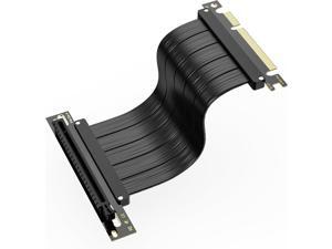 PCI-E 4.0 Riser Cable, PCIe 4.0 x16 200mm High Speed Flexible Extender Card Extension Port 90 Degree Adapter, PCIe 4.0 | Older Compatible, EMI Shielded 30 AWG, TPE Cable Sleeves Black