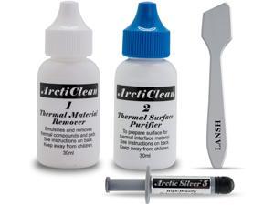 ArctiClean Kit 1 & 2 Thermal Paste Compound Remover + Arctic Silver 5 Thermal Compound Paste 3.5g + Lansh Tool