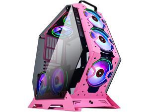 PC Case - ATX Tower Tempered Glass Gaming Computer Open Frame Case with 7 RGB Fans,C570