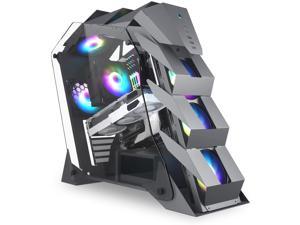 K1 Pangolin Mid-Tower ATX PC Gaming Case, Dual Tempered Glass, USB 3.0 I/O Panel High Airflow Computer Case Max 360mm Water Cooler Support (Fans are not Included)