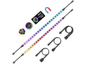 PC Addressable RGB LED Strip Lights Magnetic LED Light Strip for PC Case DIY Lighting 5V 3-pin ARGB Headers 14in 2PCS 42 LEDs Compatible with ASUS Aura Gigabyte Fusion MSI Mystic Motherboard