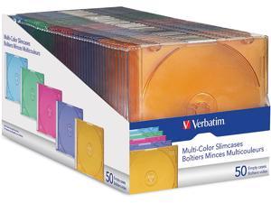 Verbatim CD/DVD Slim Jewel Cases (0.21 inches) - Assorted Colors - 50 pack