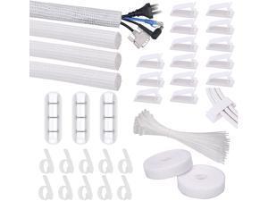 134Pcs Cable Management Kit, 4 Wire Organizer Sleeve, 3 Cable Holder, 10+2 Cable Organization Straps, 15 Large Cord Clips, 100 Cable Ties for TV PC Computer Under Desk Office