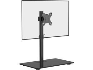 Free Standing Single Monitor Stand, Height Adjustable Monitor Mount with Glass Base, Fits LCD LED Flat Curved Screen up to 32 inch, 22lbs, with Grommet Base (GMF001)