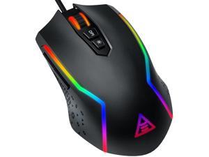 Gaming Mouse, Wired Ergonomic Gaming Mice with 7 Programmable Buttons, Chroma RGB 6 Backlit& Adjustable 8000DPI for Windows PC Gamers (Black)