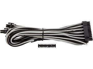 Corsair CP-8920163 Premium Individually Sleeved ATX 24-pin Cable, White/Black, for Corsair PSUs
