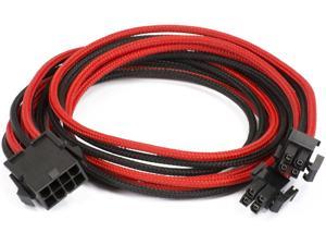 Phanteks 8 to 8 (4+4) Pin M/B Premium Sleeved Extension Cable 19.68" Length, Black/Red(PH-CB8P_BR)