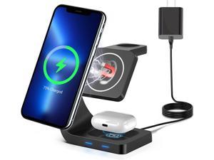 Magnetic Wireless Charger Station 3in1 GOYERRNES 15W Fast MagSafe Charging Stand with QC30 Adapter QiCertified for iPhone 141312 iWatch 76SE5432 AirPods 32 Pro and Samsung Series