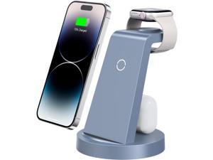 3 in 1 Charging Station for iPhone Wireless Charger for iPhone 15 14 13 12 11 X Pro Max  Apple Watch  Charging Stand Dock for AirPods Blue