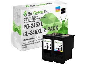 Be Green Ink Compatible Replacement Ink Cartridges for Canon PIXMA MG2420 MG2500 MG2520 MG2922 MG2924 MX492 iP2820 Canon PG245XL CL246XL Black and Color Ink 2 Pack 1 Black 1 Color