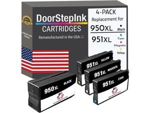 DoorStepInk Remanufactured Ink Cartridge Replacements 950XL 950 XL HP 951XL 950 XL Black Cyan Magenta Yellow 4PK Officejet 8600 Officejet Pro 251DW 276DW 8100 Series 8600 8610 8620