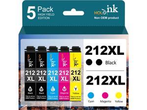 212XL Ink Cartridges Remanufactured for Epson 212 Ink Cartridges T212 T212XL for Epson WF2830 WF2850 XP4105 XP4100 Printer 2 Black 1 Cyan 1 Magenta 1 Yellow 5Pack