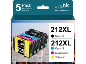 HOINKLO 212XL Ink Cartridges Remanufactured Replacement for Epson 212 T212 T212XL for Workforce WF2830 WF2850 Expression Home XP4105 XP4100 Printer 2 Black 1 Cyan 1 Magenta 1 Yellow 5Pack